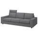 Option: Modern gray sofa, VIMLE, with clean lines, cushy seat & back, two patterned pillows.