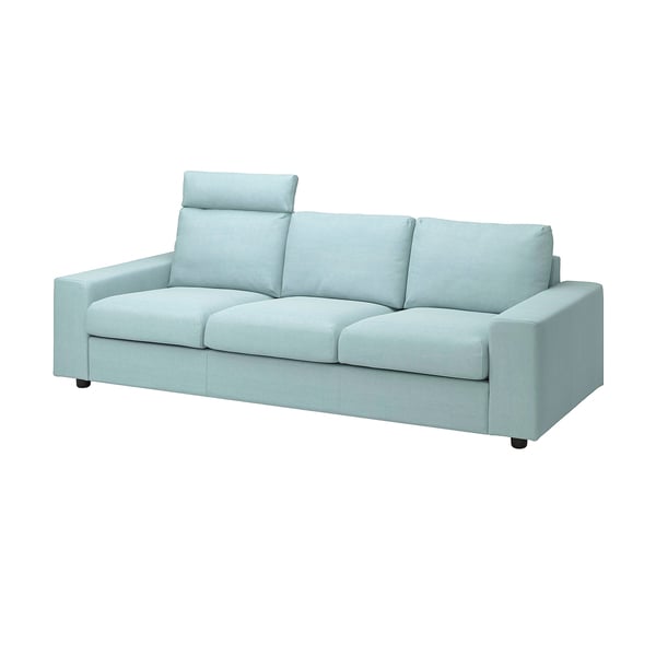 Blue VIMLE sofa, modern, minimalist, polyester-cotton fabric.