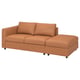 VIMLE orange sofa with chaise, large cushions, and dark brown legs.