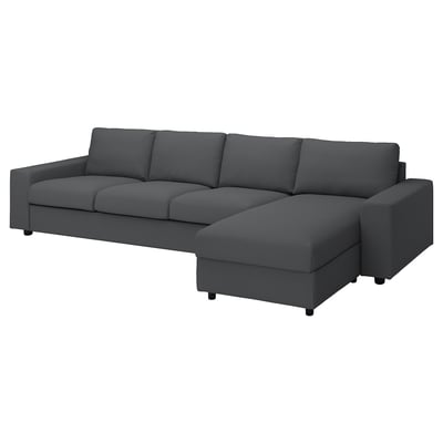 VIMLE dark gray sectional sofa, modern design, l-shape, soft cushions.