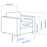 Illustration with measurements for the product: VIMLE.