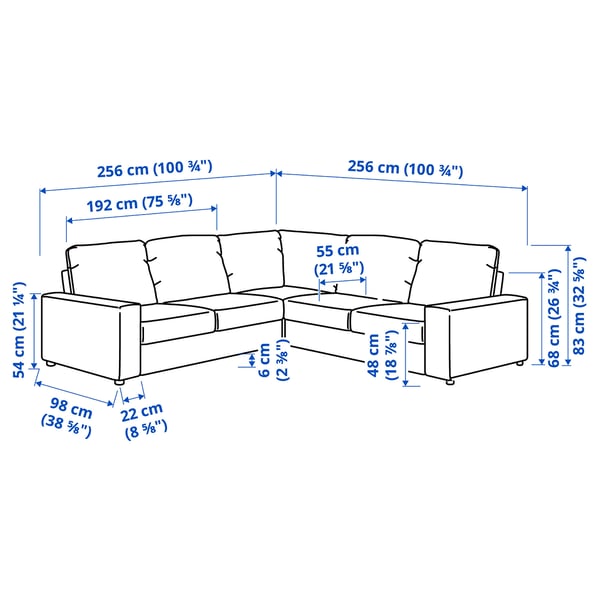 Illustration with measurements for the product: VIMLE.