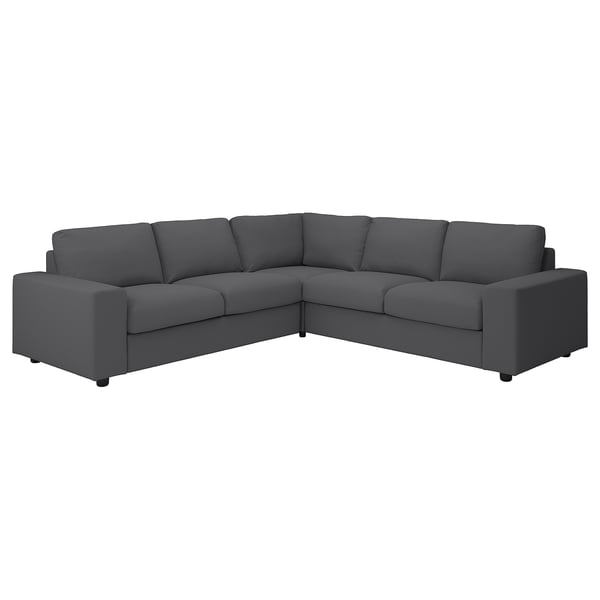 Gray VIMLE sectional sofa, modern design, three-part corner shape, soft cushions, durable upholstery.