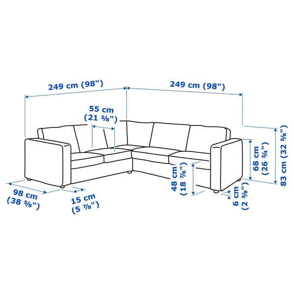 Illustration with measurements for the product: VIMLE.