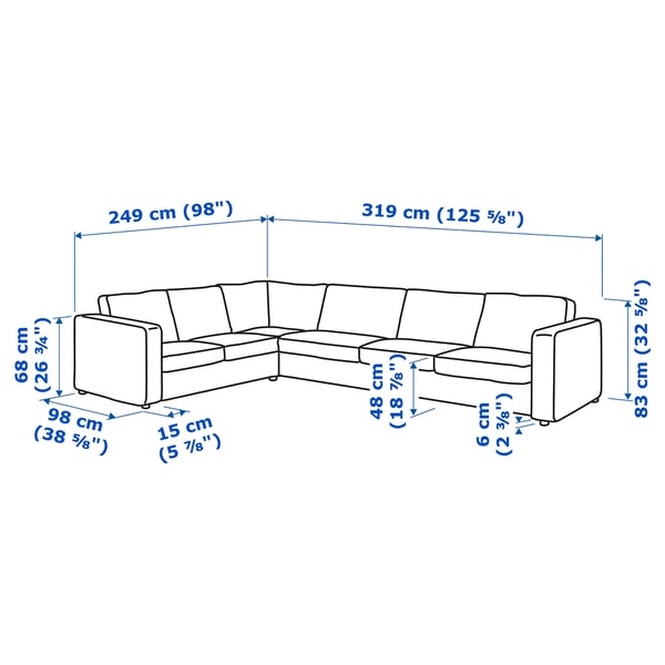 Illustration with measurements for the product: VIMLE.
