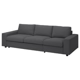 A gray VIMLE sofa with clean lines and plush cushions, covered in durable, machine-washable hallarp fabric.