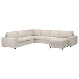 VIMLE light beige sectional sofa, modern l-shape design, corner and middle pieces, plush cushions.