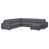 VIMLE grey sectional sofa, u-shaped with reversible chaise, dark grey upholstery.