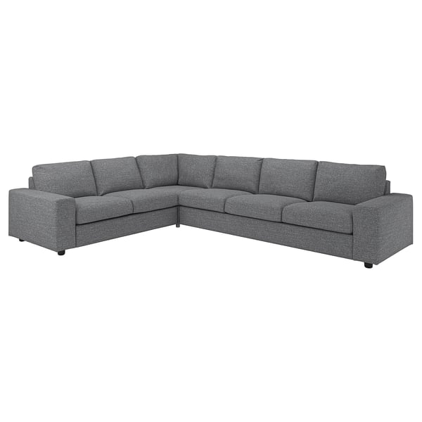 Gray tweed corner VIMLE sectional sofa, modern design, machine-washable cover.