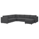 Dark gray l-shaped VIMLE sectional sofa with storage chaise longue.