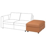 VIMLE sofa with storage footstool, orange, modern design.