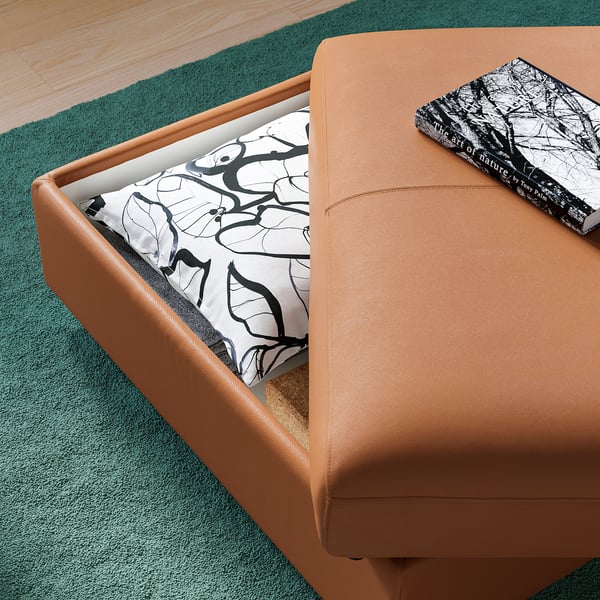 VIMLE Footstool with storage, Grann/Bomstad golden-brown