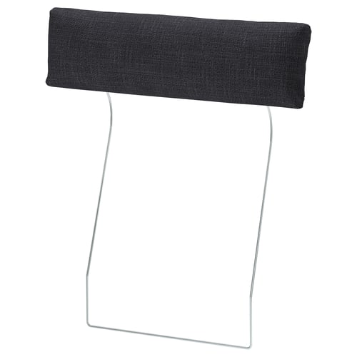 VIMLE headrest, charcoal, metal frame, soft cushions, rectangular shape, attaches to sofa.