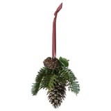 VINTERFINT pine cone wreath ornament with greenery, burgundy ribbon.