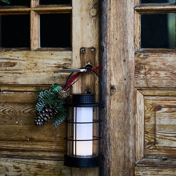 VINTERFINT Artificial hanging decoration, in/outdoor/pine cone, 14 cm