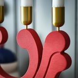 VINTERFINT Candlestick, for 4 candles red, 29 cm