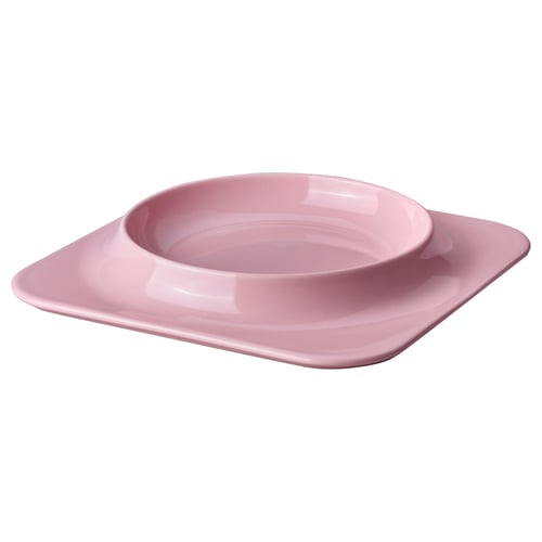 VINTERFINT light pink dinnerware set, square plate, round bowl, ceramic.