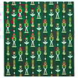 VINTERFINT green christmas fabric, repeating elf patterns, 100% cotton.