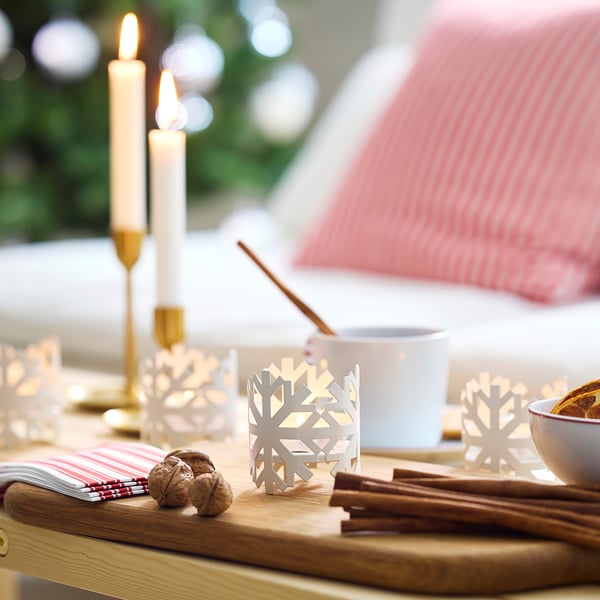 VINTERFINT Tealight holder, white, 8 cm