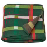 VINTERFINT green plaid throw blanket, soft cotton, folded, square shape, red accents.