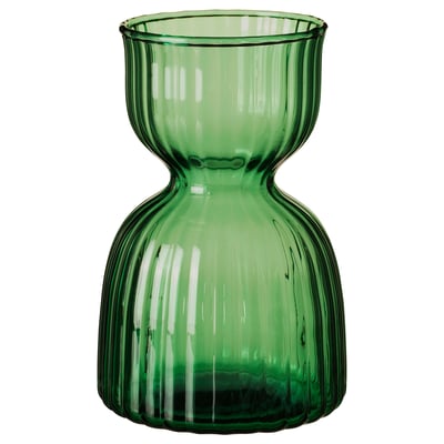 Green striped glass vase. Part of the VINTERFINT collection.