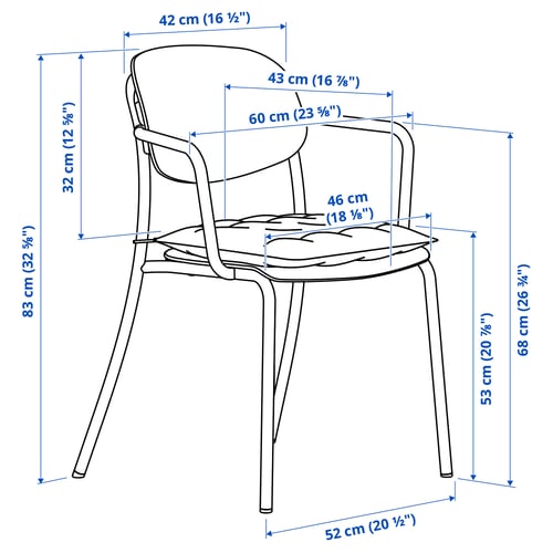 Illustration with measurements for the product: VISINGSÖ.