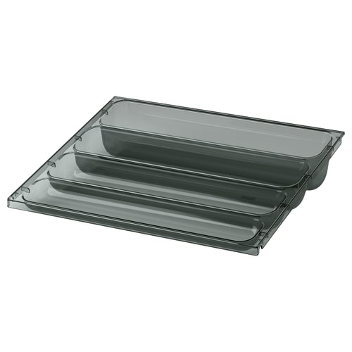 VISSLAÅN tray, clear, 3-tiered, dark transparent plastic, cabinet organiser.