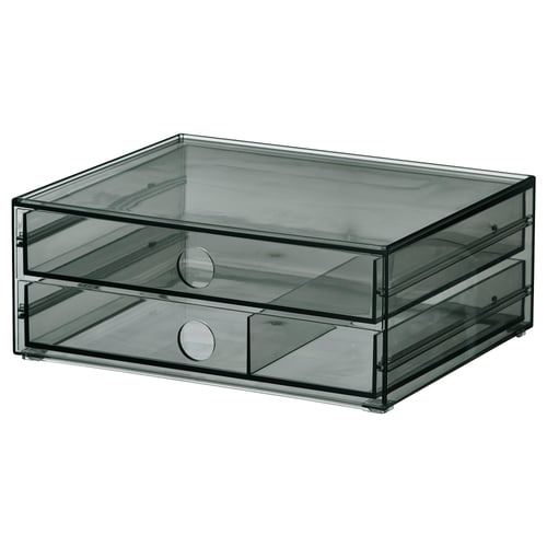 VISSLAÅN Mini chest with 2 drawers, grey, 23x19x9 cm