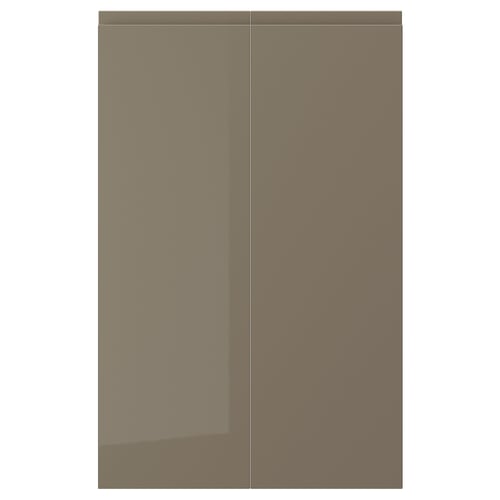 VOXTORP door, brown, glossy, rectangular, sleek design, easy-clean, integrated handle.
