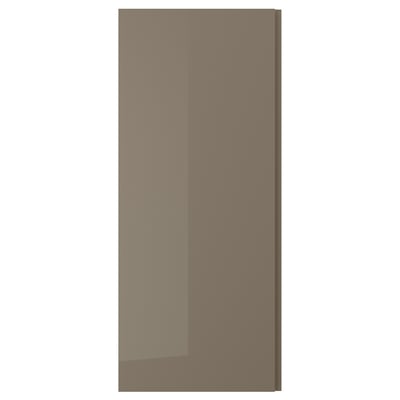 VOXTORP Door, high-gloss dark grey-brown/vertical handle, 60x140 cm