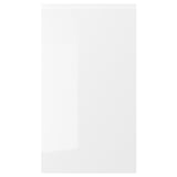 VOXTORP white gloss cabinet door; sleek, modern, high-gloss finish, integrated handles, rectangular shape.