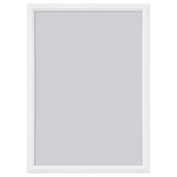 YLLEVAD picture frame, white, rectangular, minimalist design. Hangs or stands, lightweight plastic.