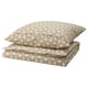 ÄNGSNEJLIKA Bettwäsche-Set, beige-braun, Baumwolle-Viskose, quadratisch, geometrisches Muster.
