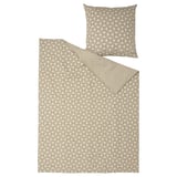 ÄNGSNEJLIKA Bettwäsche-Set, geometrisches grau-beige Muster, weiche Baumwoll-Viskose, rechteckige Bettdecke und Kissenformen.