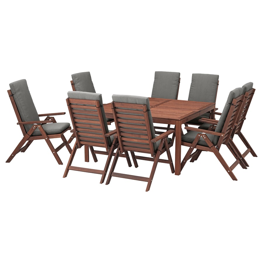 ÄPPLARÖ Tisch+8 Hochlehner, braun las./Frösön/Duvholmen dunkelgrau