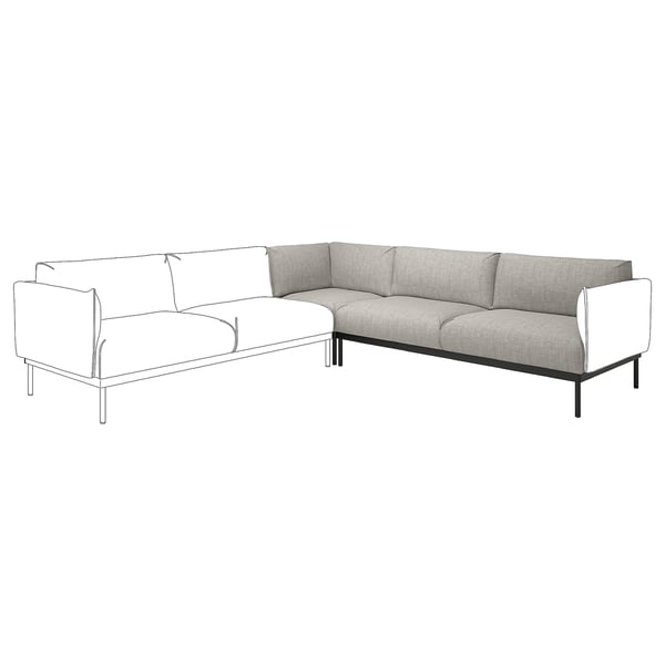 Ecksofa namens ÄPPLARYD, hellgrau, modernes Design mit klaren Linien und gepolsterten Sitzen.