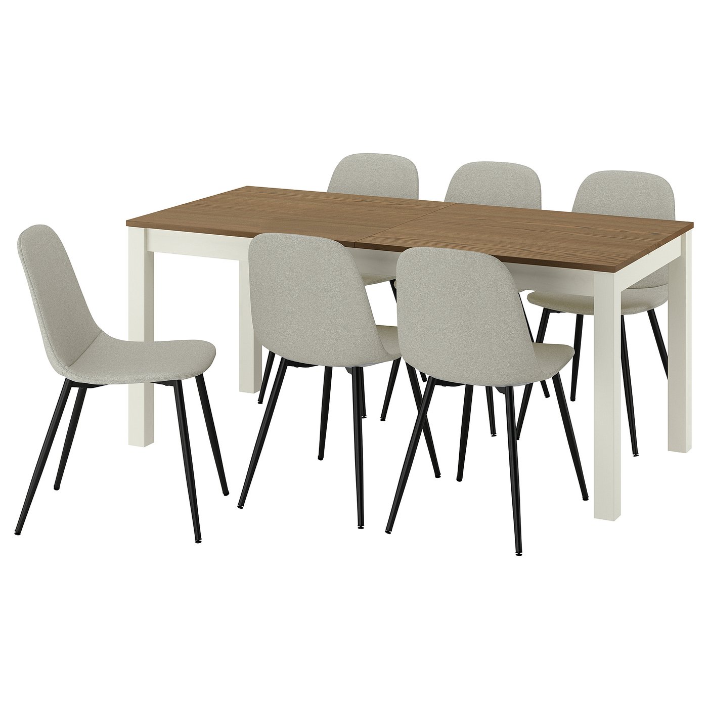 IKEA ÅLHULT / NORDMANSSKÄR Tisch und 6 Stühle beige/braun/Tonerud grau schwarz