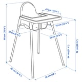 ANTILOP Kinderhochstuhl mit Tablett, weiß/silberfarben