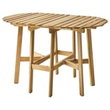 ASKHOLMEN runder Outdoor-Tisch aus Holz, naturfarben, klappbar, robust.