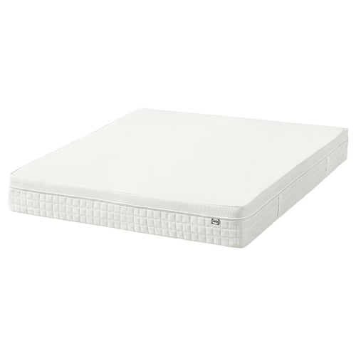 Ikea ÅVABERG weiße Schaumstoffmatratze, rechteckiger, glatter Bezug mit Griffen.