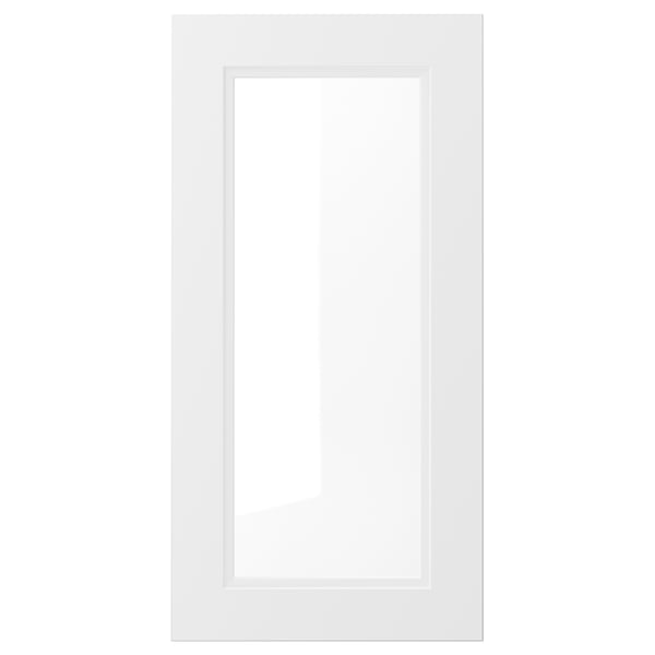 AXSTAD weiße Schranktür, mattes Finish, quadratische Einsatzplatte, ABS-Kunststoffprofil, Sockel aus Faserplatten und Glas.