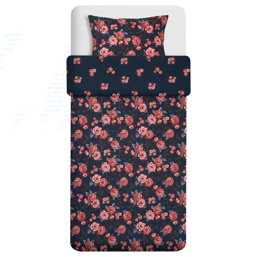 BACKVICKER Bettwäscheset, 2teilig, dunkelblau/Blume