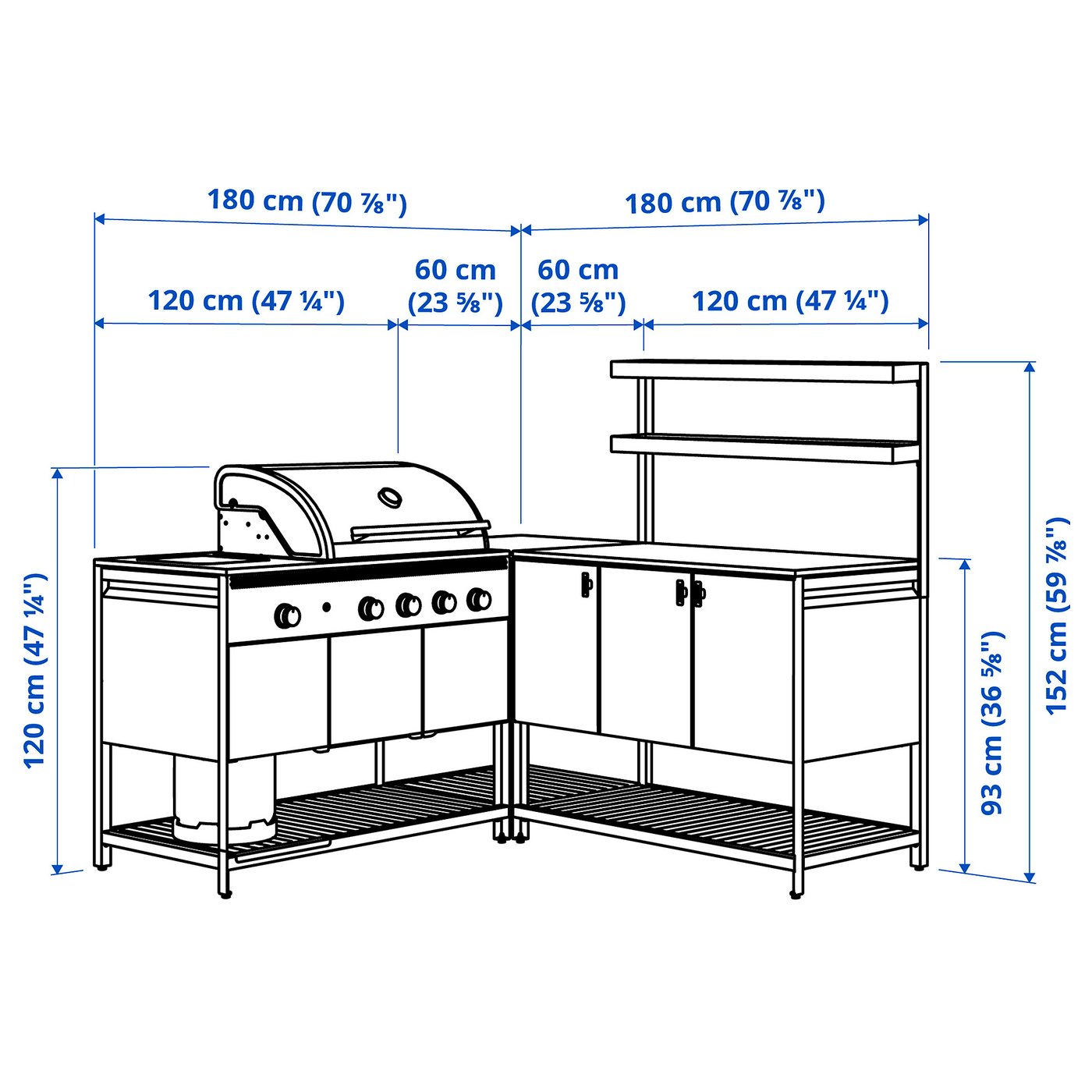 Thumbnail - IKEA BÅTSKÄR Außenküche mit Gasgrill dunkelgrau