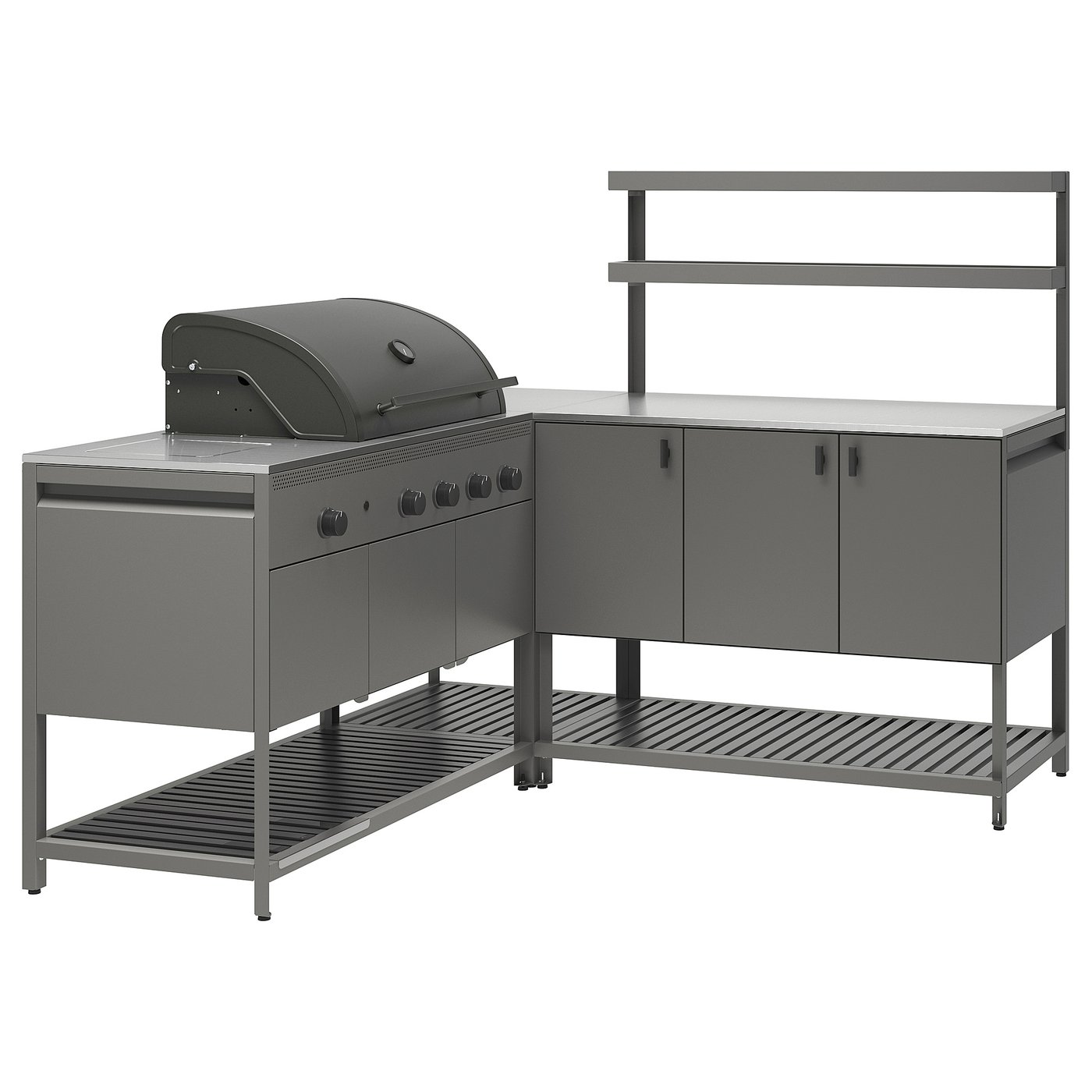 IKEA BÅTSKÄR Außenküche mit Gasgrill dunkelgrau