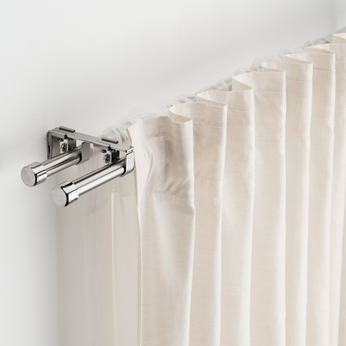 BEKRÄFTA Gardinenstangen-Set doppelt, vernickelt, 120-210 cm19 mm