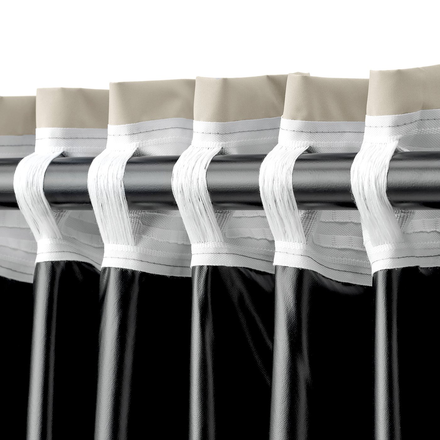 V5 196 Gardinenband Mit Tropischen Blättern – Jacquard-Band, 4,7 M, 6,8 Cm Breit, Schwarz/Weiß