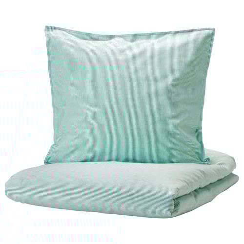 BERGPALM Bettwäscheset, 2-teilig weiß/grün/Streifen 118 Quadratzoll 1 Stück 200 cm 140 cm 80 cm 80 cm