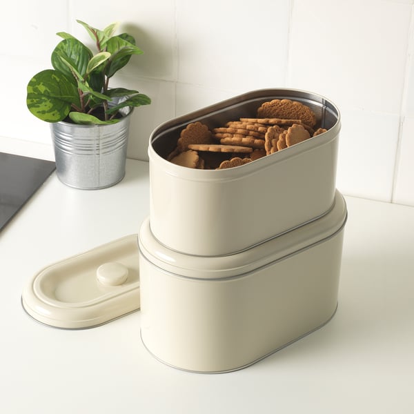 BERÖMLIG Dose mit Deckel 2er-Set - beige - IKEA Deutschland
