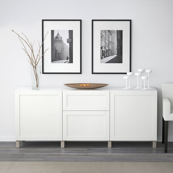 BESTÅ Aufbewahrung mit Schubladen - weiß/Hanviken/Stubbarp beige - IKEA