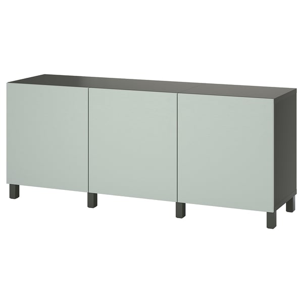 Ikea BESTÅ graues Sideboard, modernes Design, drei Abschnitte, verstellbare Regale.